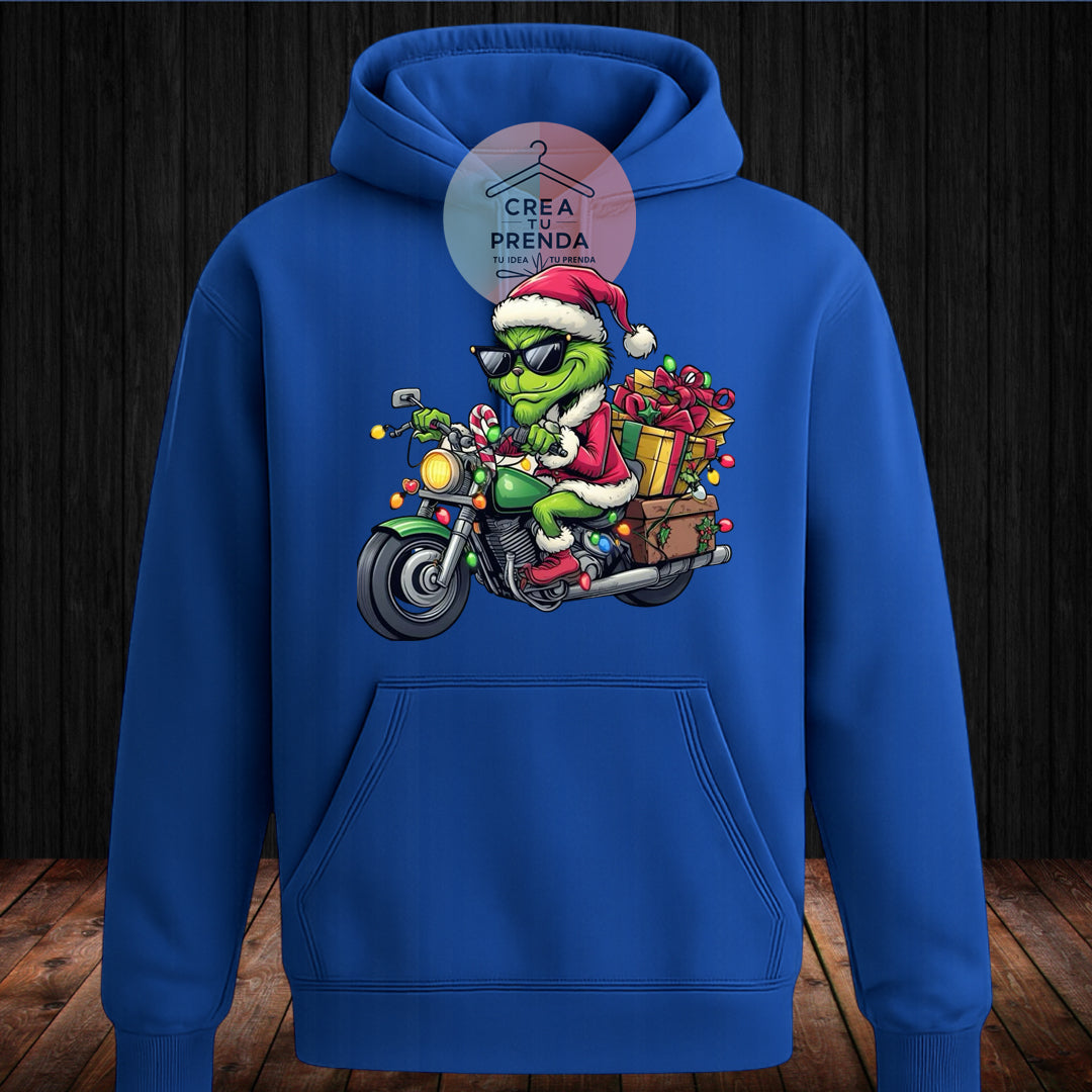 Poleron Canguro Grinch En Moto