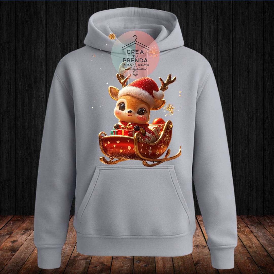 Polerón Canguro con Reno Navideño