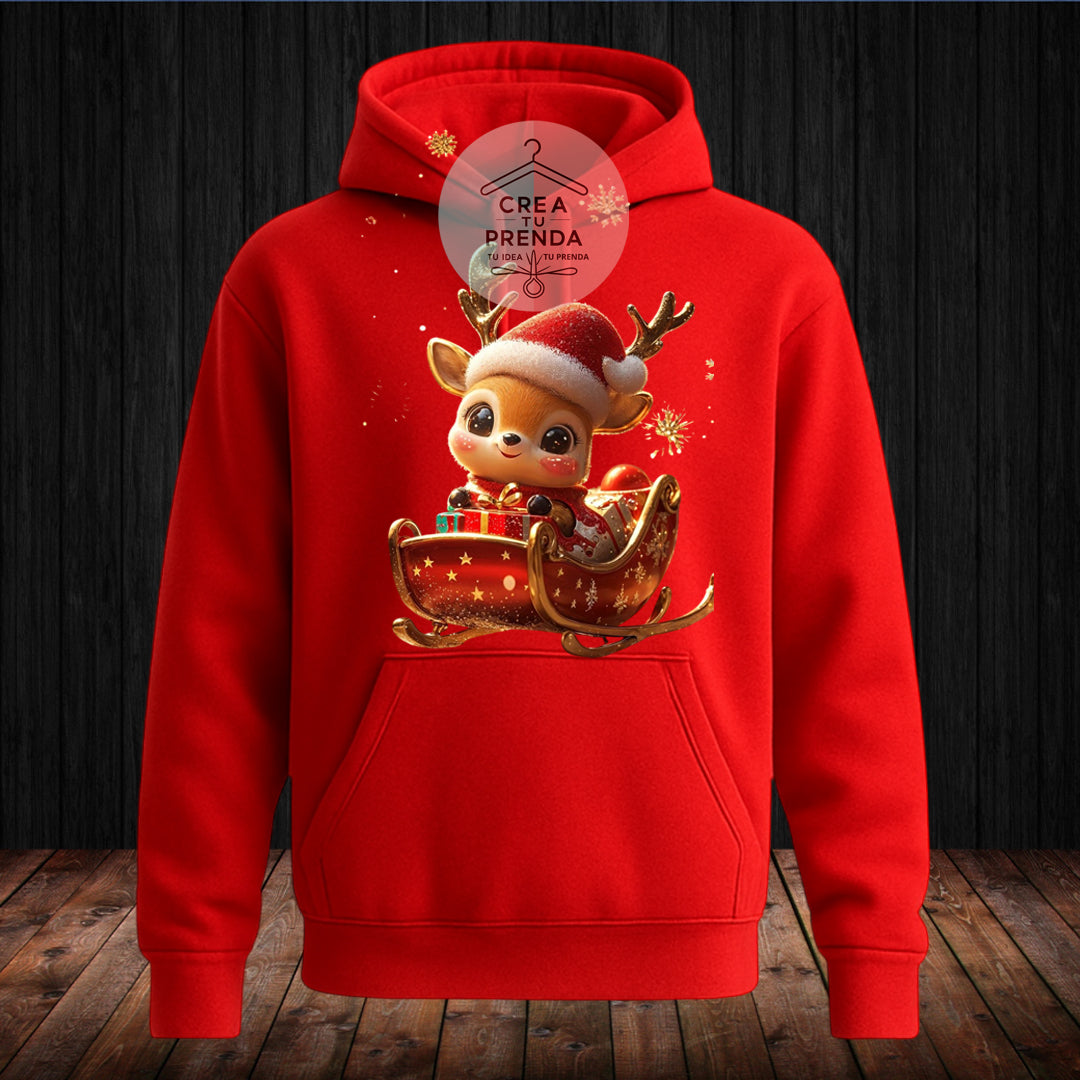 Polerón Canguro con Reno Navideño