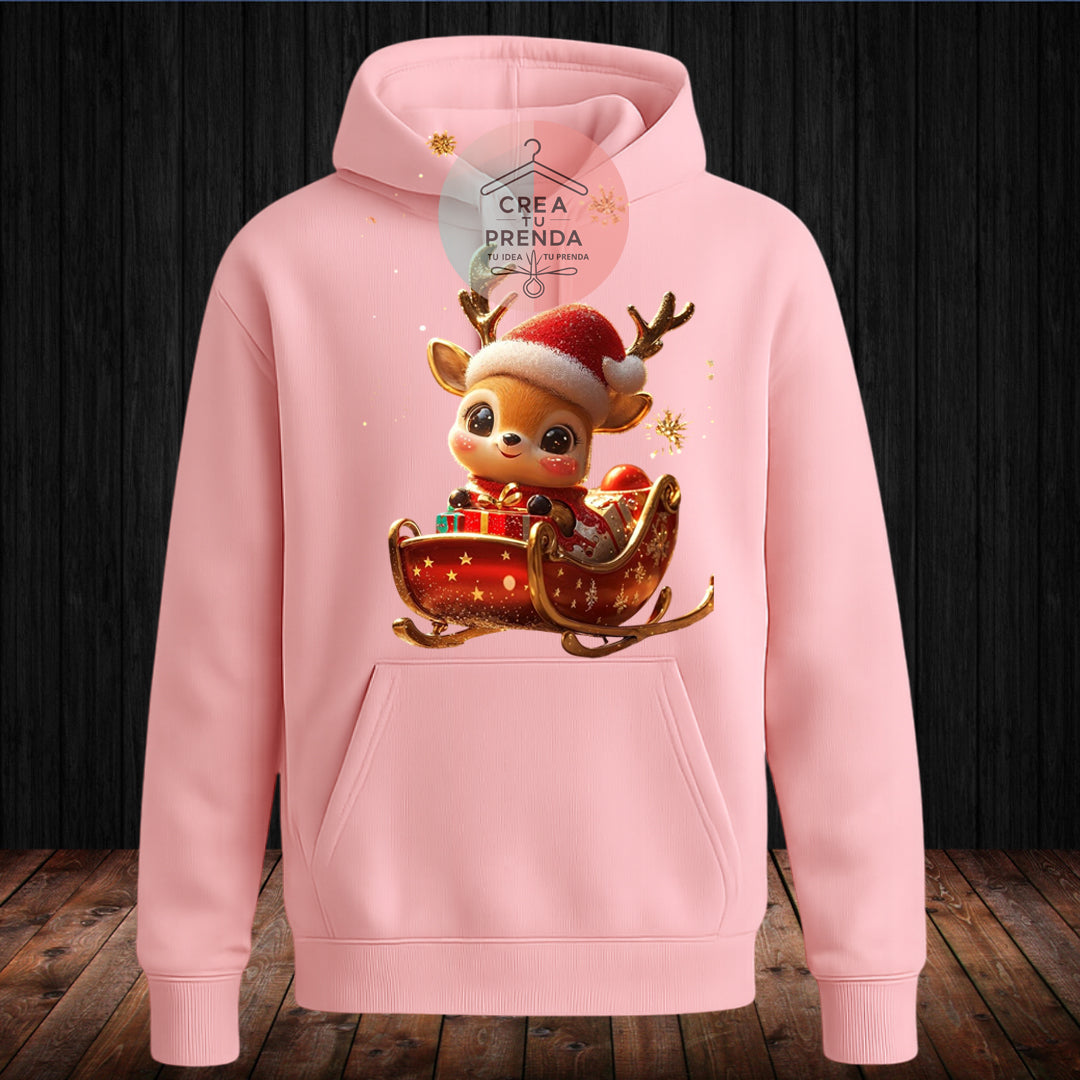 Polerón Canguro con Reno Navideño